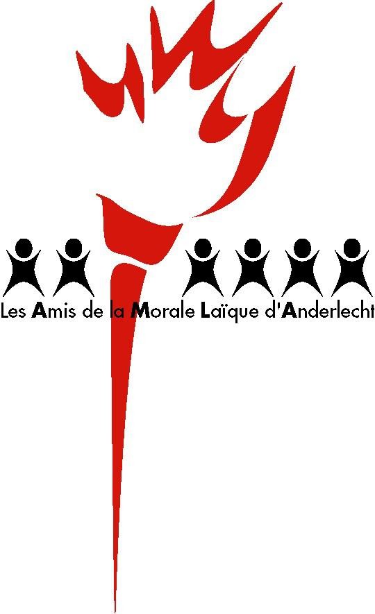 Logo des Amis de la Morale Laïque d'Anderlecht : un flambeau rouge